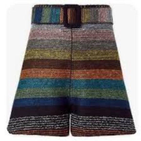 N/Nicholas Textured Horizontal Multicolor Striped Knit Belted Retro Shorts Sz 4 - Picture 2 of 13